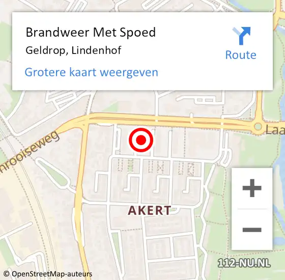 Locatie op kaart van de 112 melding: Brandweer Met Spoed Naar Geldrop, Lindenhof op 18 november 2022 14:33