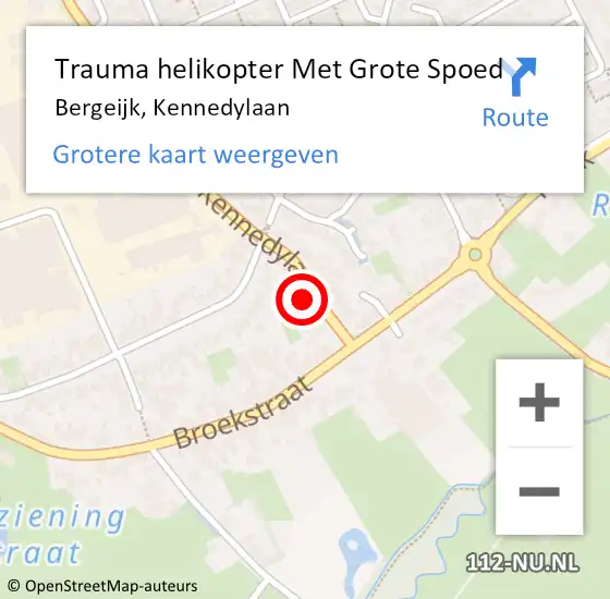 Locatie op kaart van de 112 melding: Trauma helikopter Met Grote Spoed Naar Bergeijk, Kennedylaan op 18 november 2022 14:34