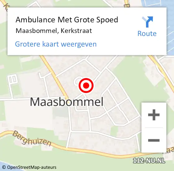 Locatie op kaart van de 112 melding: Ambulance Met Grote Spoed Naar Maasbommel, Kerkstraat op 18 november 2022 15:31