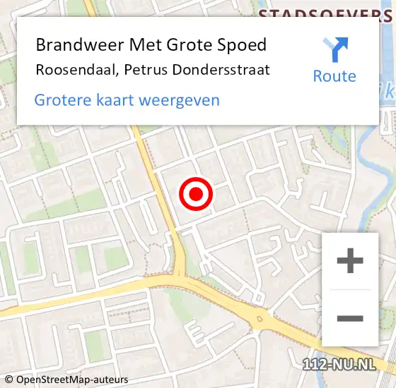 Locatie op kaart van de 112 melding: Brandweer Met Grote Spoed Naar Roosendaal, Petrus Dondersstraat op 18 november 2022 15:38