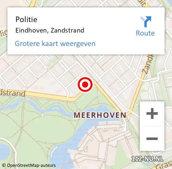 Locatie op kaart van de 112 melding: Politie Eindhoven, Zandstrand op 18 november 2022 15:45