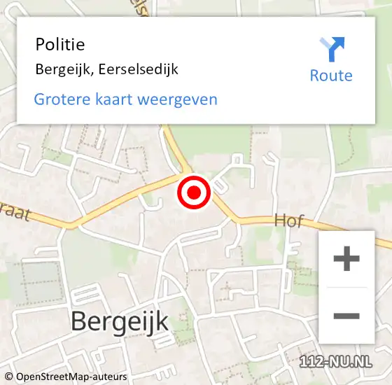 Locatie op kaart van de 112 melding: Politie Bergeijk, Eerselsedijk op 18 november 2022 15:46