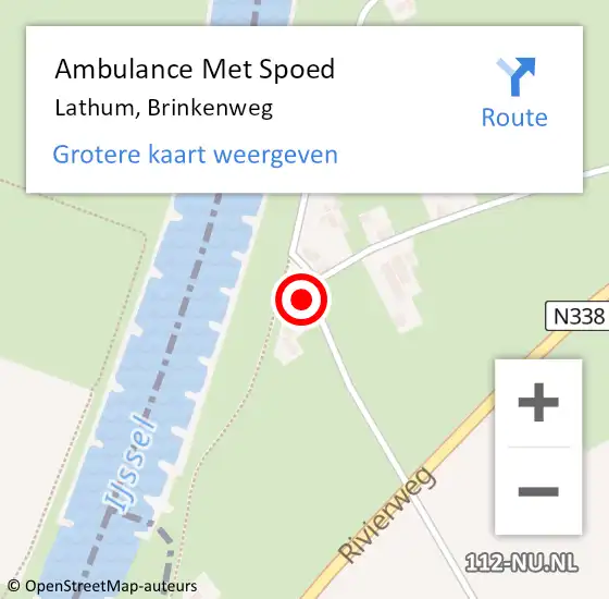 Locatie op kaart van de 112 melding: Ambulance Met Spoed Naar Lathum, Brinkenweg op 18 november 2022 16:00