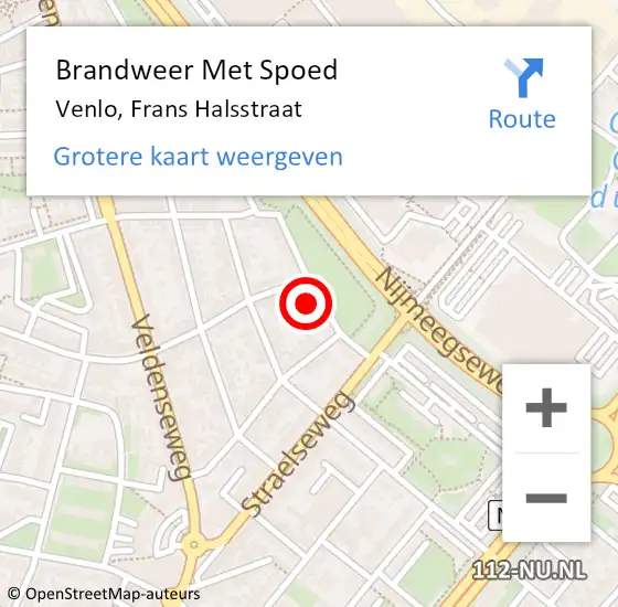 Locatie op kaart van de 112 melding: Brandweer Met Spoed Naar Venlo, Frans Halsstraat op 18 november 2022 16:02