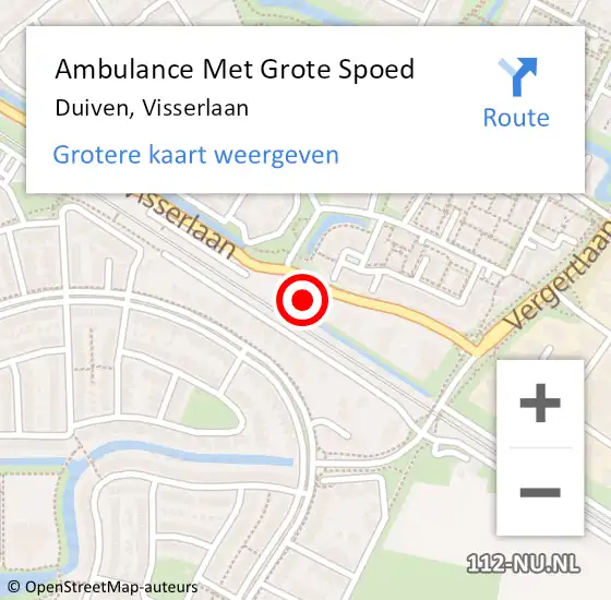 Locatie op kaart van de 112 melding: Ambulance Met Grote Spoed Naar Duiven, Visserlaan op 18 november 2022 16:19