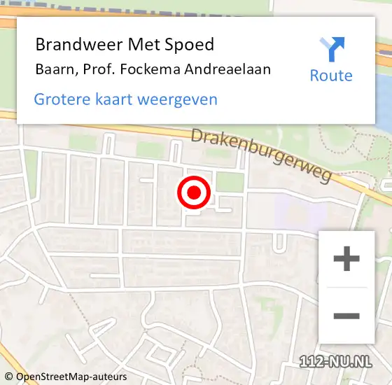 Locatie op kaart van de 112 melding: Brandweer Met Spoed Naar Baarn, Prof. Fockema Andreaelaan op 18 november 2022 16:19