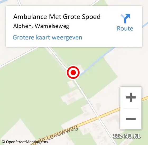 Locatie op kaart van de 112 melding: Ambulance Met Grote Spoed Naar Alphen, Wamelseweg op 18 november 2022 16:42