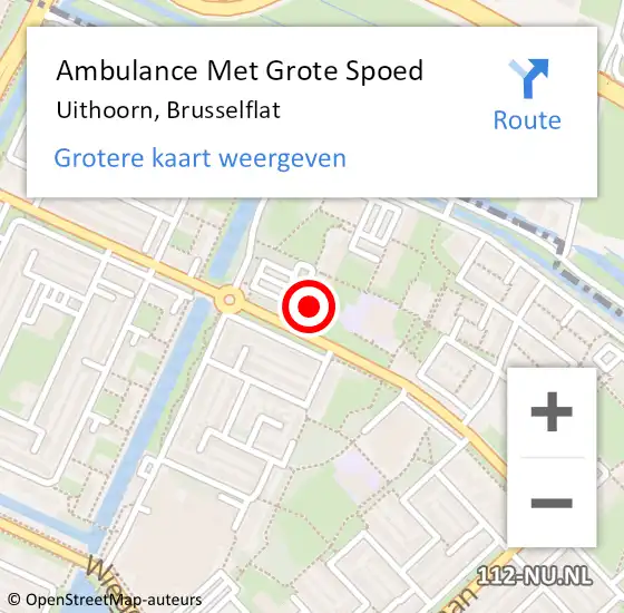 Locatie op kaart van de 112 melding: Ambulance Met Grote Spoed Naar Uithoorn, Brusselflat op 18 november 2022 16:46