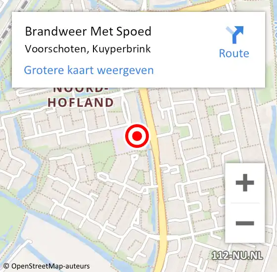 Locatie op kaart van de 112 melding: Brandweer Met Spoed Naar Voorschoten, Kuyperbrink op 18 november 2022 17:01