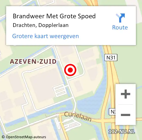 Locatie op kaart van de 112 melding: Brandweer Met Grote Spoed Naar Drachten, Dopplerlaan op 18 november 2022 17:04