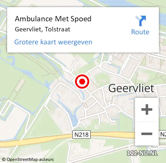 Locatie op kaart van de 112 melding: Ambulance Met Spoed Naar Geervliet, Tolstraat op 18 november 2022 17:05