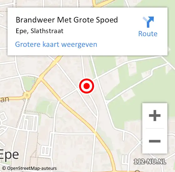 Locatie op kaart van de 112 melding: Brandweer Met Grote Spoed Naar Epe, Slathstraat op 5 augustus 2014 12:55