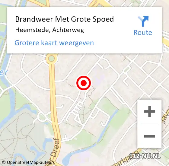 Locatie op kaart van de 112 melding: Brandweer Met Grote Spoed Naar Heemstede, Achterweg op 18 november 2022 17:21