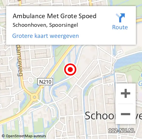 Locatie op kaart van de 112 melding: Ambulance Met Grote Spoed Naar Schoonhoven, Spoorsingel op 18 november 2022 17:30