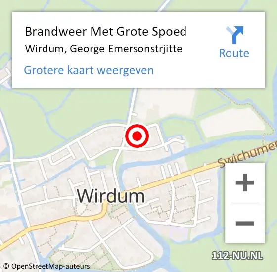 Locatie op kaart van de 112 melding: Brandweer Met Grote Spoed Naar Wirdum, George Emersonstrjitte op 18 november 2022 17:30