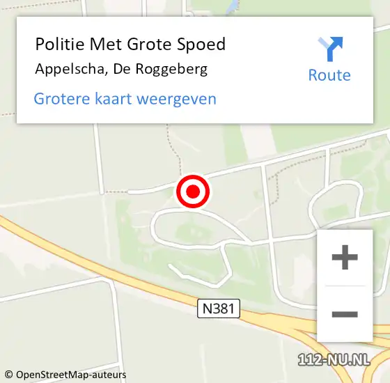 Locatie op kaart van de 112 melding: Politie Met Grote Spoed Naar Appelscha, De Roggeberg op 18 november 2022 17:43