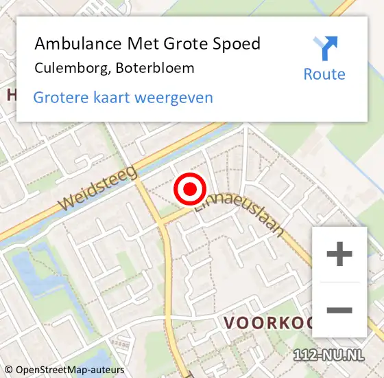 Locatie op kaart van de 112 melding: Ambulance Met Grote Spoed Naar Culemborg, Boterbloem op 18 november 2022 17:52