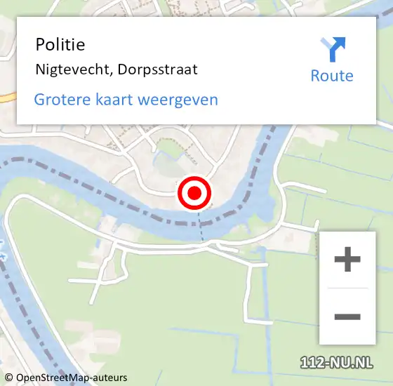 Locatie op kaart van de 112 melding: Politie Nigtevecht, Dorpsstraat op 5 augustus 2014 12:58