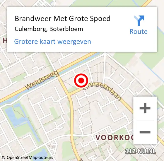 Locatie op kaart van de 112 melding: Brandweer Met Grote Spoed Naar Culemborg, Boterbloem op 18 november 2022 18:08