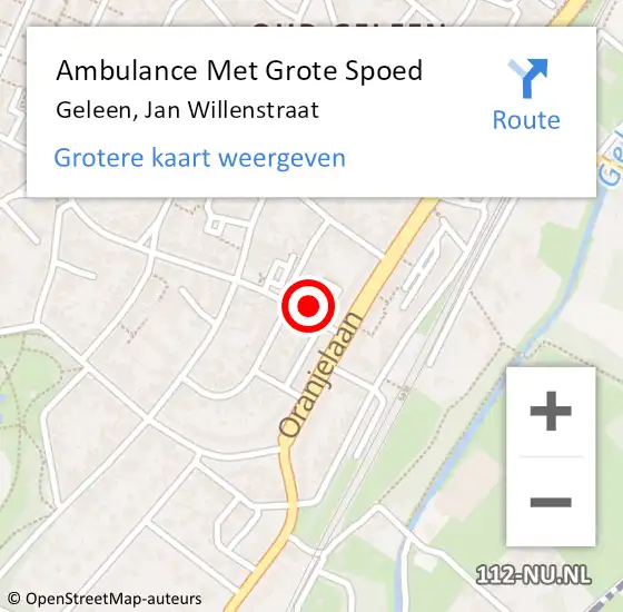 Locatie op kaart van de 112 melding: Ambulance Met Grote Spoed Naar Geleen, Jan Willenstraat op 5 augustus 2014 12:59