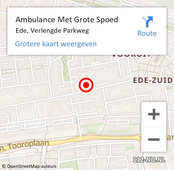 Locatie op kaart van de 112 melding: Ambulance Met Grote Spoed Naar Ede, Verlengde Parkweg op 18 november 2022 18:42