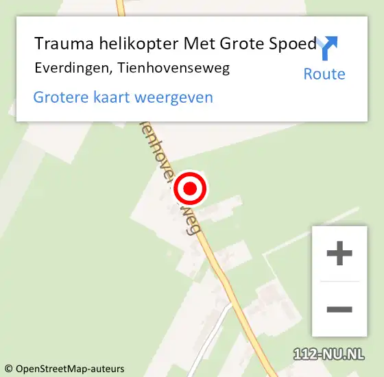 Locatie op kaart van de 112 melding: Trauma helikopter Met Grote Spoed Naar Everdingen, Tienhovenseweg op 18 november 2022 18:59