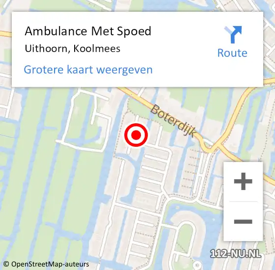 Locatie op kaart van de 112 melding: Ambulance Met Spoed Naar Uithoorn, Koolmees op 18 november 2022 19:03