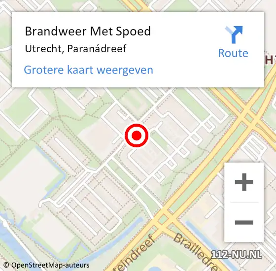 Locatie op kaart van de 112 melding: Brandweer Met Spoed Naar Utrecht, Paranádreef op 18 november 2022 19:17