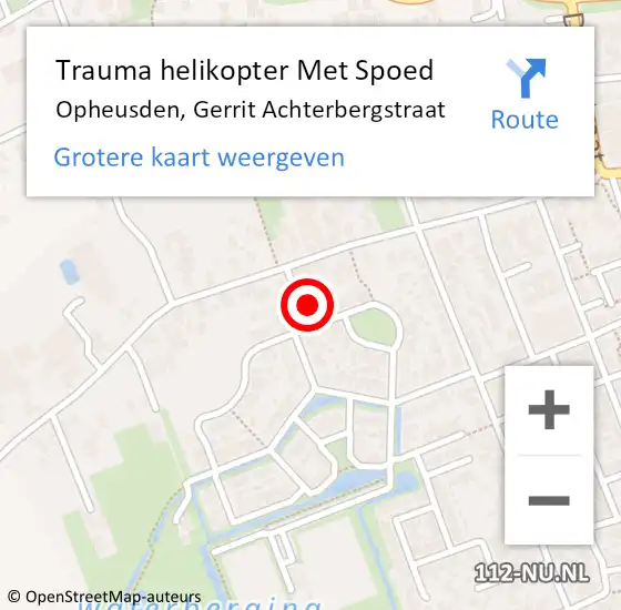 Locatie op kaart van de 112 melding: Trauma helikopter Met Spoed Naar Opheusden, Gerrit Achterbergstraat op 18 november 2022 19:20