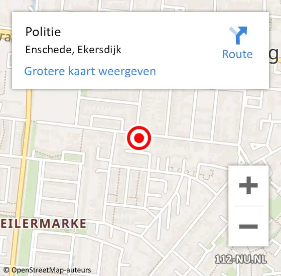 Locatie op kaart van de 112 melding: Politie Enschede, Ekersdijk op 18 november 2022 19:27