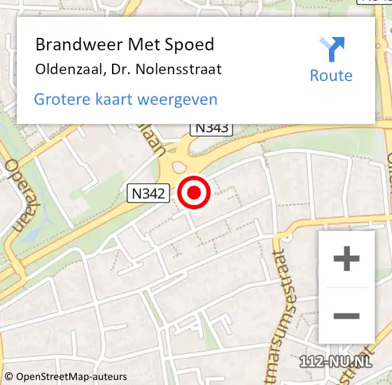 Locatie op kaart van de 112 melding: Brandweer Met Spoed Naar Oldenzaal, Dr. Nolensstraat op 18 november 2022 19:42