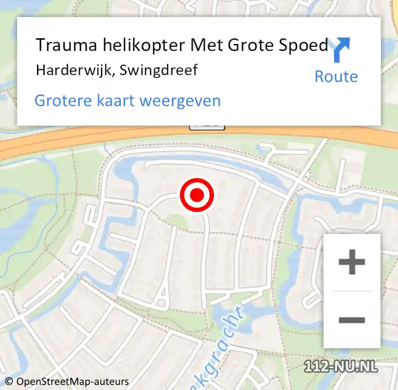 Locatie op kaart van de 112 melding: Trauma helikopter Met Grote Spoed Naar Harderwijk, Swingdreef op 18 november 2022 20:01