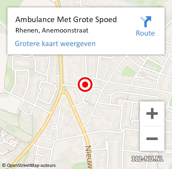 Locatie op kaart van de 112 melding: Ambulance Met Grote Spoed Naar Rhenen, Anemoonstraat op 18 november 2022 20:38