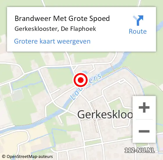 Locatie op kaart van de 112 melding: Brandweer Met Grote Spoed Naar Gerkesklooster, De Flaphoek op 18 november 2022 20:42