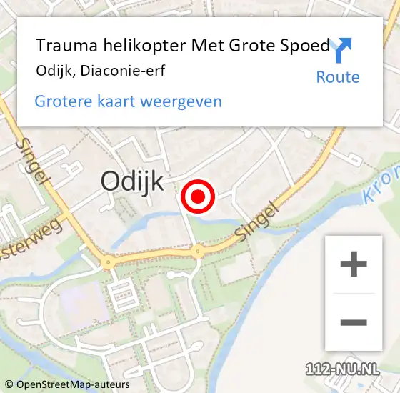 Locatie op kaart van de 112 melding: Trauma helikopter Met Grote Spoed Naar Odijk, Diaconie-erf op 18 november 2022 21:40