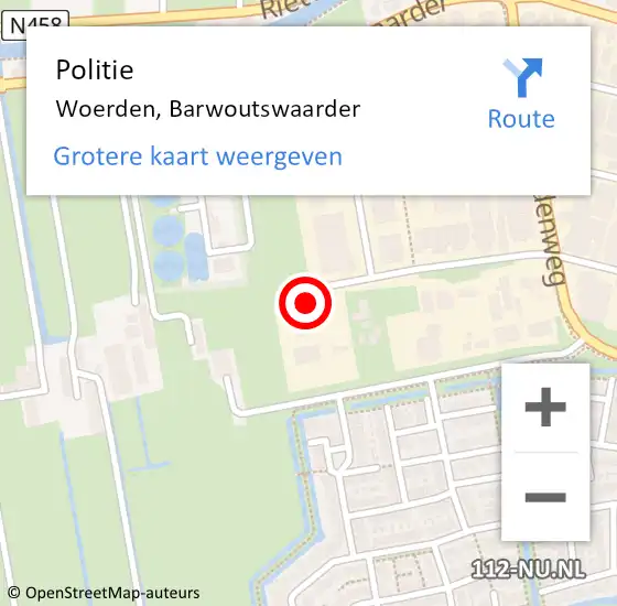 Locatie op kaart van de 112 melding: Politie Woerden, Barwoutswaarder op 18 november 2022 23:20