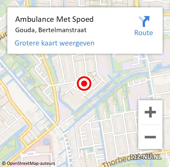 Locatie op kaart van de 112 melding: Ambulance Met Spoed Naar Gouda, Bertelmanstraat op 18 november 2022 23:45