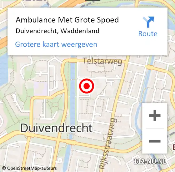 Locatie op kaart van de 112 melding: Ambulance Met Grote Spoed Naar Duivendrecht, Waddenland op 19 november 2022 03:50