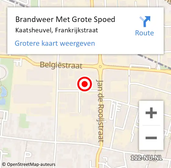 Locatie op kaart van de 112 melding: Brandweer Met Grote Spoed Naar Kaatsheuvel, Frankrijkstraat op 19 november 2022 04:17