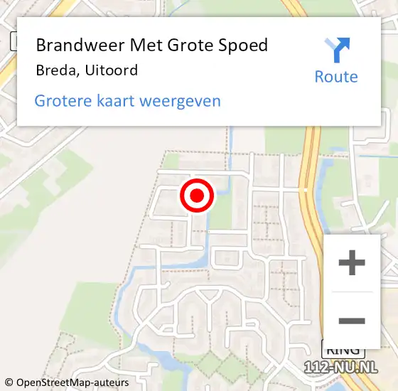 Locatie op kaart van de 112 melding: Brandweer Met Grote Spoed Naar Breda, Uitoord op 19 november 2022 05:00