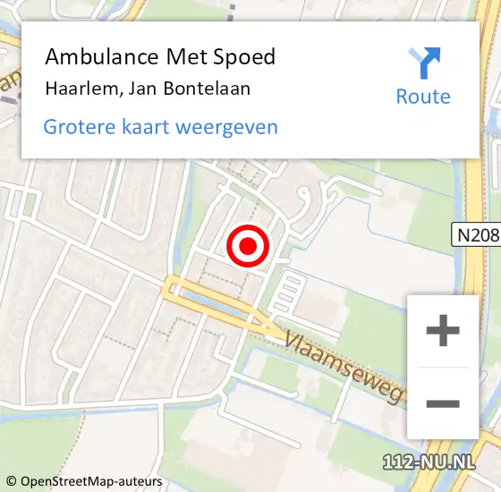 Locatie op kaart van de 112 melding: Ambulance Met Spoed Naar Haarlem, Jan Bontelaan op 19 november 2022 05:07