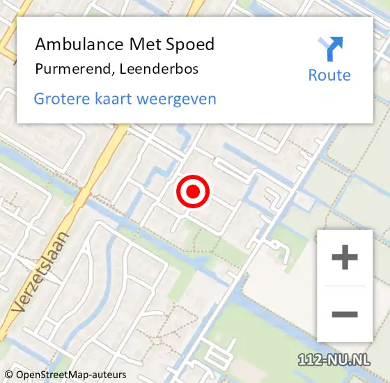 Locatie op kaart van de 112 melding: Ambulance Met Spoed Naar Purmerend, Leenderbos op 19 november 2022 07:00