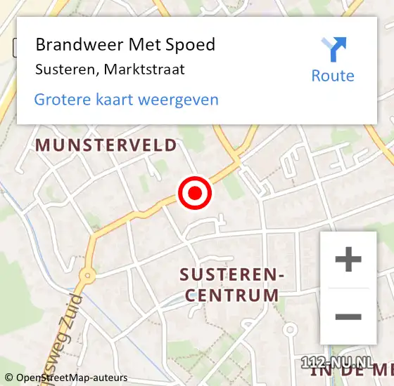 Locatie op kaart van de 112 melding: Brandweer Met Spoed Naar Susteren, Marktstraat op 19 november 2022 07:06