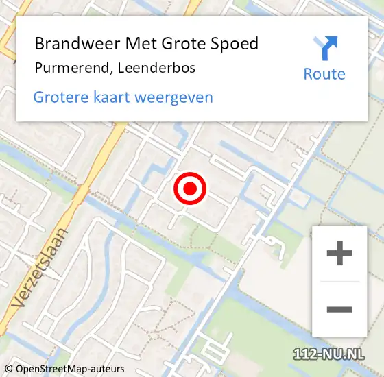 Locatie op kaart van de 112 melding: Brandweer Met Grote Spoed Naar Purmerend, Leenderbos op 19 november 2022 07:15