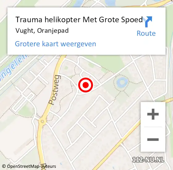 Locatie op kaart van de 112 melding: Trauma helikopter Met Grote Spoed Naar Vught, Oranjepad op 19 november 2022 08:50