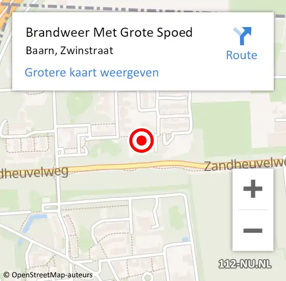 Locatie op kaart van de 112 melding: Brandweer Met Grote Spoed Naar Baarn, Zwinstraat op 19 november 2022 08:54