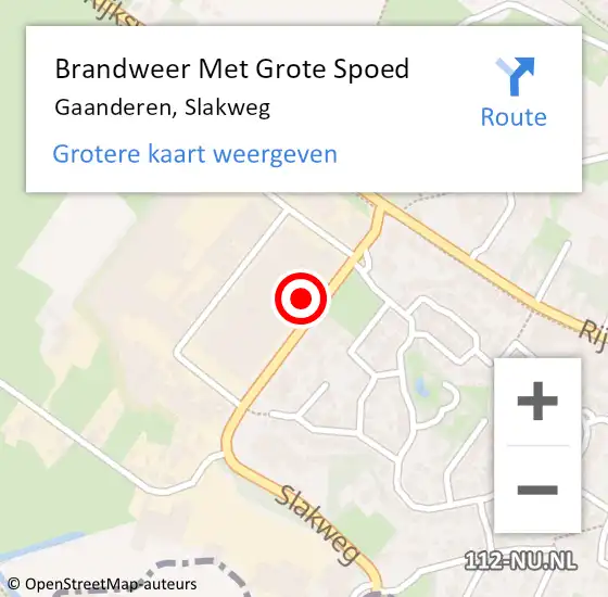 Locatie op kaart van de 112 melding: Brandweer Met Grote Spoed Naar Gaanderen, Slakweg op 5 augustus 2014 13:45