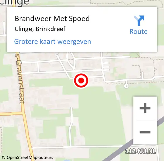 Locatie op kaart van de 112 melding: Brandweer Met Spoed Naar Clinge, Brinkdreef op 19 november 2022 09:12