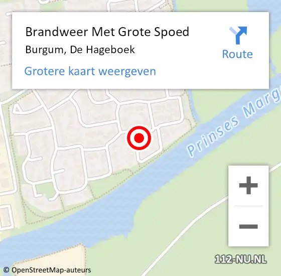 Locatie op kaart van de 112 melding: Brandweer Met Grote Spoed Naar Burgum, De Hageboek op 19 november 2022 09:20