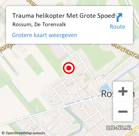 Locatie op kaart van de 112 melding: Trauma helikopter Met Grote Spoed Naar Rossum, De Torenvalk op 19 november 2022 09:42